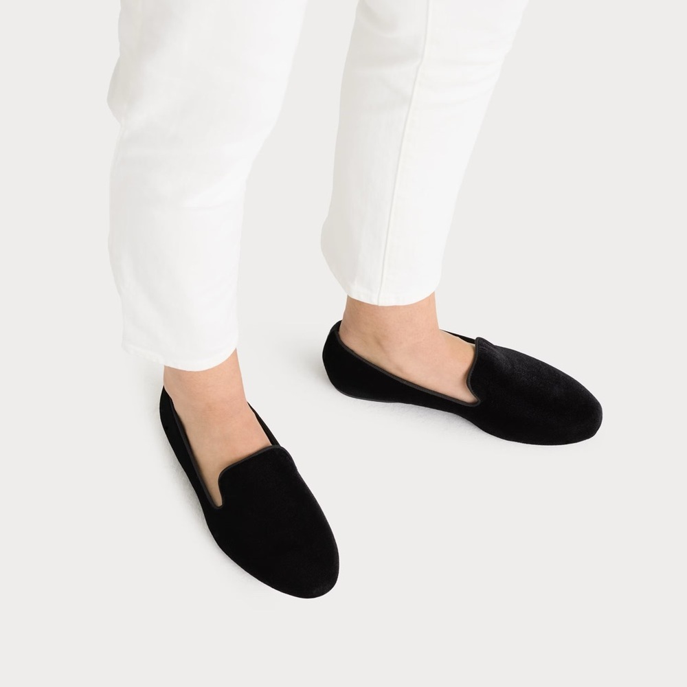 Birdies The Starling Flat in Black Velvet Size 7